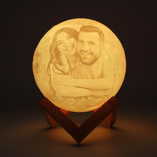 Lampara de Luna Personalizada 3D con Fotos y texto, USB