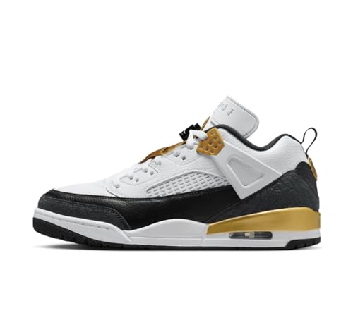 NIKE Jordan Spizike Low Baskets pour homme, Blanc Noir Métallisé Or 108, 44.5 EU