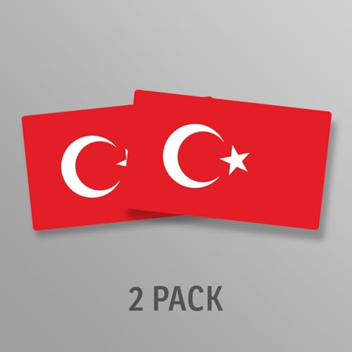 Image of World Country Flag Decal Stickers - Two Pack - for Cars Windows Bumpers Laptops Tablets Tumblers Cups Walls (Turkey)