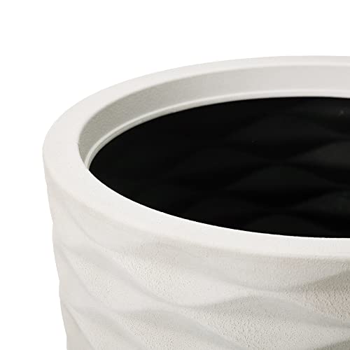 Glitzhome Outdoor Polyresin Planter Set Of 2, Modern Decor Large Tall Gardening Containers Flower Pots, Sand Beige #TOP6