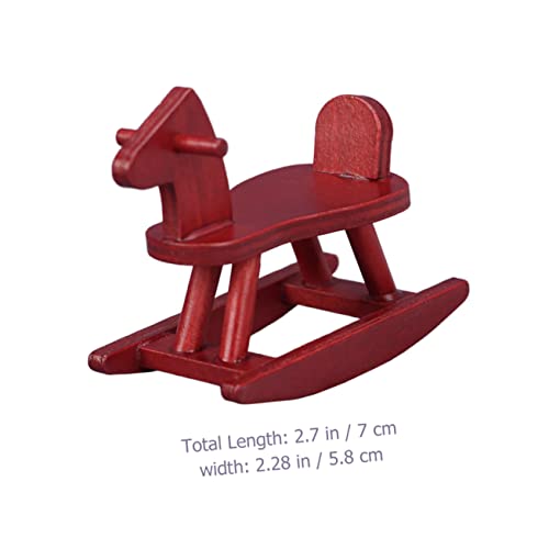 Operitacx Rocking Horse Red Home Decor Red Ornament House Ornaments Bedroom Pretend Play Toy Wooden Furniture Miniature Wood Rocking Horse Educational Toy Mini Rocking Horse Wooden Ornament #TOP1