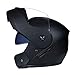 Casco Moto Integrale Doppia Visiera Caschi Modulare Donna Uomo Caschi Apribili Leggero per Moto Scooter - Nero opaco | Trasparente, M