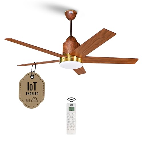Image of KUHL Luxus Super 1320mm Stylish 65% Power Saving BLDC Ceiling Fan With Remote |Down Light|BEE 5 Rated & ISI Marked|Low Noise| IoT -Operate via Mobile & Alexa |Reverse Mode |Free Installation |Teak