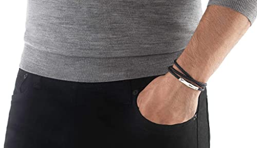John Hardy Men's Bamboo Silver Black Leather Triple Wrap Bracelet With Magnetic Clasp, Size L #TOP5