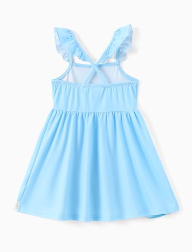 Disney Moana & Little Mermaid Ariel Toddler Girls Dress Ruffle Sleeveless Criss Cross Floral Print Sundress Birthday Kids Summer Outfit Clothes 5-6Y - image 3