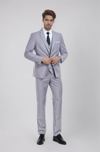 Men's 3 Piece Slim Fit Suit Set Two Button Blazer Solid Jacket Vest Pants Wedding Business Suit for Men2