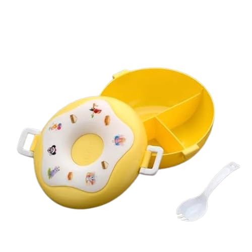 Image of Donut Shaped Kids Lunch Box | 3 Compartment Tiffin | Double Insulated BPA Free Food Container | Leak Resistant Easy Carry for School, Snacks, Fruits, Meals, Picnic & Daily Use, Multicolor