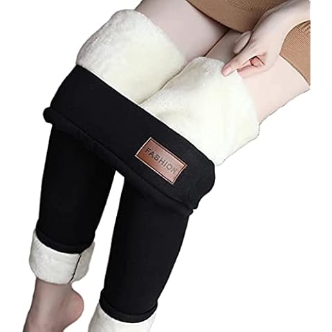 Vidfye Womens Fleece Lined Leggings, New Thermal Winter Black Thick Fur Fleece Lined Legging Pant Elastic High Waisted Tight Cover
