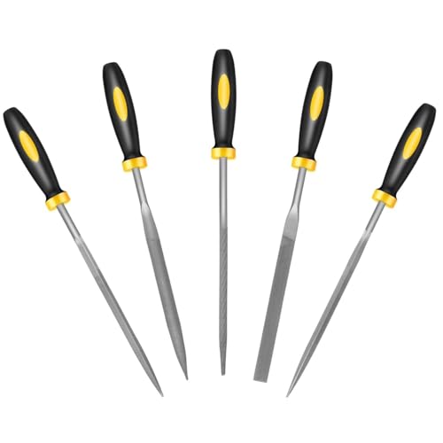 Image of Homeaura 5Pcs File Tools Set Multi-Shape Filing Set for Wood & Metal Multi-Shape Filing Set | Hardened Steel Blades | Comfort Grip Handles | File Set Tools for Metal