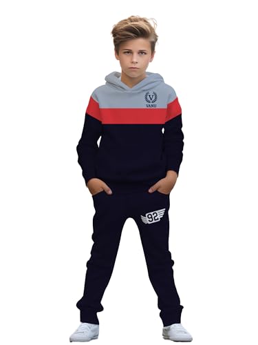 Image of boys' clothing sets, 2-Piece Hoodie & Pants Outfits for Boys Size 4-14 | Lightweight Non-Fleece Fall & Spring Clothing Sets