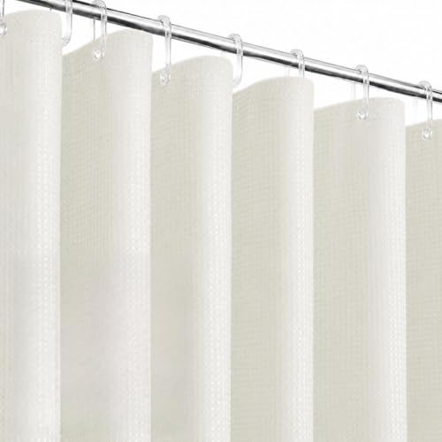 Image of HOMETHREADS Embrace Luxury with Our 6-Feet Long Premium Polyester Shower Curtain with 12 Hooks for a Lavish Bathroom Ambiance | Stylish, Splendid, and Perfectly Sized (Classic Cream, 180x200cm)