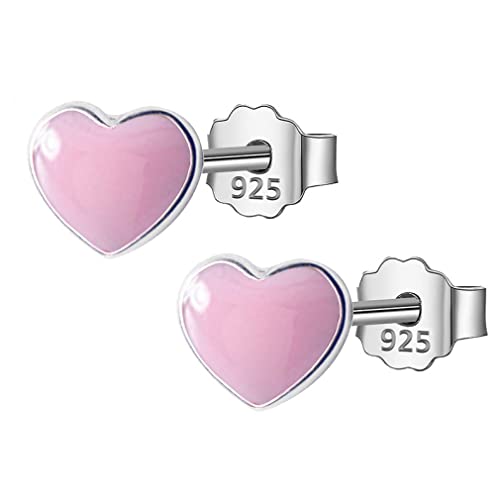 Boucles d'oreilles rouge ZYFSHA 5mm clous d'oreilles amour en argent