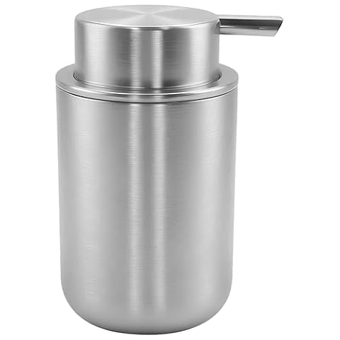 FUOYLOO Dozownik do mydła i balsamu do rąk: 160 ml/5,4 uncji, dozownik szamponu ze stali nierdzewnej, do zlewu lub prysznica, butelka z pompką do mydła w płynie, srebrny