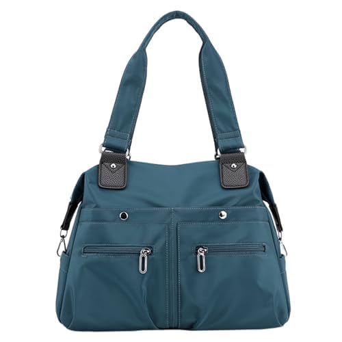 Nylon Tote Bag 15x5x10'' Waterproof Nylon Tote Bag with Multi Pockets Hand/Shoulder Organized Tote Bag with Zipper for Shopping Travel and Daily Use