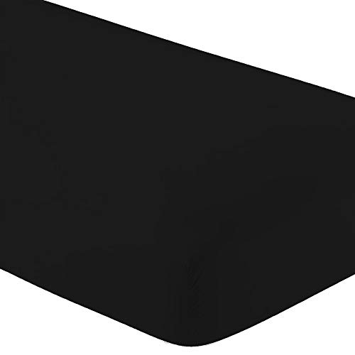Image of Crescent 2 Pack 100% Micro Fiber Super Soft and Comfy Fitted Crib Sheets for Standard Crib and Toddler Mattresses, Hypoallergenic, Breathable for Boys and Girls, Black, 28 inch x 52 inch with 8 inch Deep Pockets