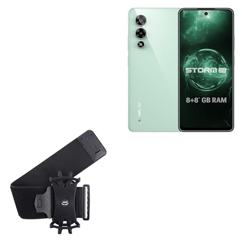 BoxWave Holster Compatible with Lava Storm - ActiveStretch Sport Armband, Adjustable Armband for Workout and Running - Jet Black