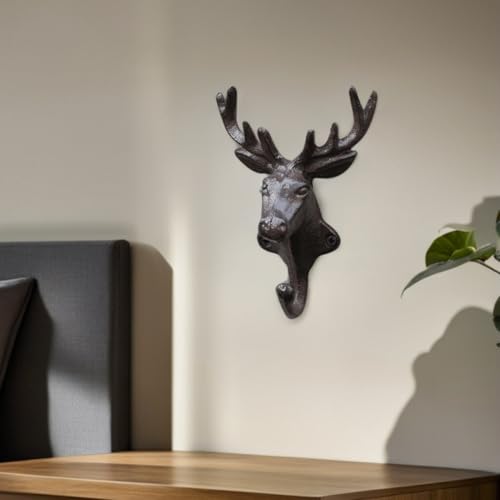 Crochets muraux en fer tête de cerf de style décoration intérieure rétro - 5