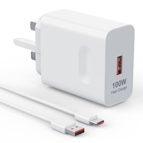 100W Huawei SuperCharge Fast Charger 6A USB A to C Cable UK Plug Adapter