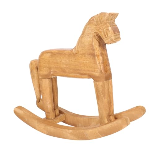 Vaguelly Caballo De Madera Decorativo para Adorno De Caballito De Balancín Manualidades De Madera Vintage para Decorar Habitaciones Infantiles y Hogar