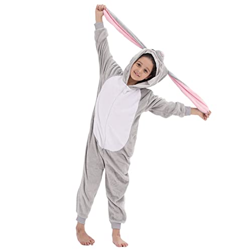 WAFUNNE Costume de lapin en flanelle pour cosplay, Halloween, grenouillère pour enfants, adultes, garçons, filles, lapin, S