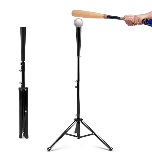 BAGAIL Batting Tee for Baseball & Softball, 29.5"-41.3" Adjustable Height Hitting Tee with Heavy-Duty Tripod and Collapsible Design, Baseball Equipment for All Ages, Backyard, Cage and Indoor Training