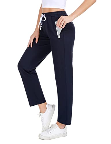 Preisvergleich Produktbild Gyabnw Damen Jogginghose Baumwolle Sporthose Freizeithose Trainingshose Fitnesshose Sweathose Sweatpant Activewear Hose mit Taschen Lange Hose für Herbst und Winter Navy Blau, S