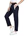 Produktbild Gyabnw Damen Jogginghose Baumwolle Sporthose Freizeithose Trainingshose Fitnesshose Sweathose Sweatpant Activewear Hose mit Taschen Lange Hose für Herbst und Winter Navy Blau, S