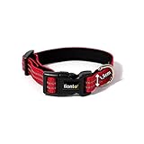 lionto Hundehalsband aus strapazierfähigem Nylon, Größe XS, weiches gepolstertes Halsband für Hunde, 360° reflektierend & Klickverschluss, Metallring & Anpassung durch stufenlosen Schieber, rot