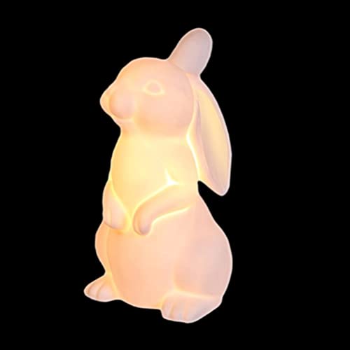 Nolitoy Night Lights White Porcelain Animal Shaped Table Lamp Ceramics Craft Bunny Rabbit Figurine Desk Lamp For Living Room Bedroom Office Home Decor Toy Bunny #TOP14