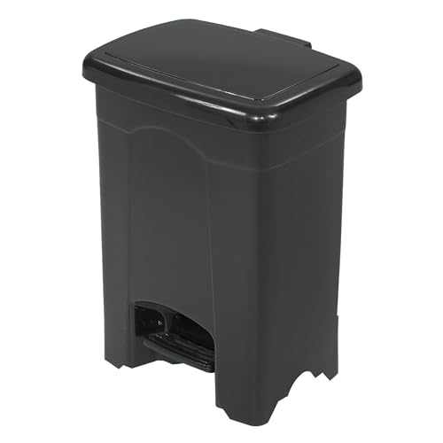 Image of Safco Step On Plastic Trash Can with Foot Pedal, 4 Gallon Garbage Can for Kitchen, Bedroom, Office, Hands Free, Black