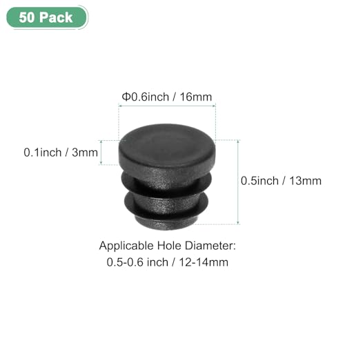 Image of M METERXITY 50 Pack Round Plastic Plug, OD 3 /5 inch Furniture Tube Inserts Pipe Hole End Caps for Tubing Post /Glide Insert for Pipe Post /Table Chair Leg /Metal Tubing /Fence [Black]