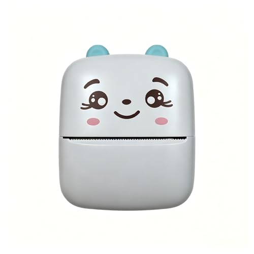 Image of NPIBS Mini Thermal Printer, Cute Bear Portable Bluetooth Sticker Printer with 1 Roll Paper, Pocket Label Maker for DIY Journal, Photos, Study Notes, Kids Gift - Blue & Pink Available