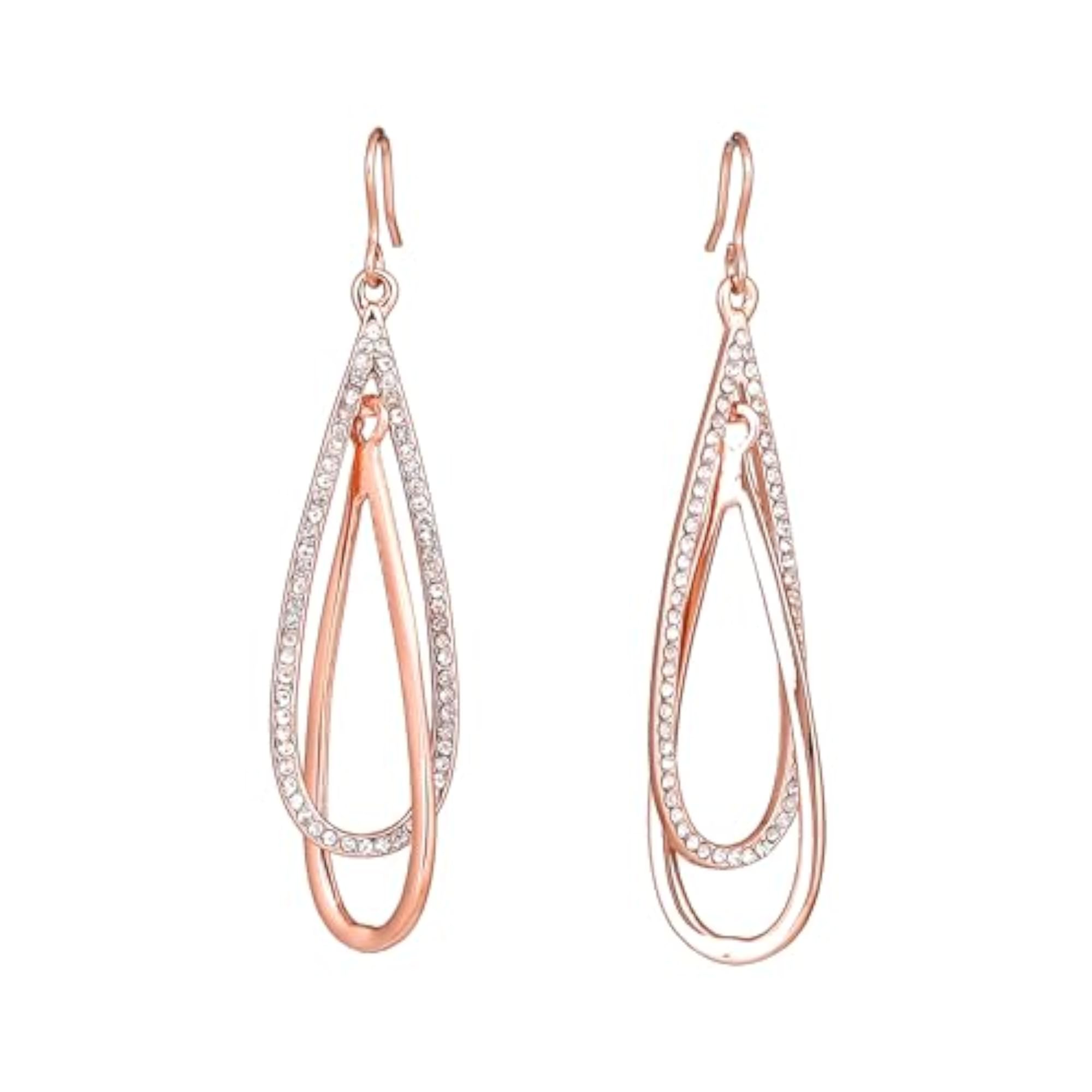 Rose Plated Drop Earrings with Austrian Crystals