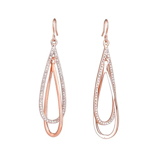 Rose Plated Drop Earrings with Austrian Crystals
