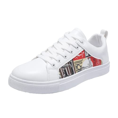 BORAMAX Men's White Casual High Top Fashion Canvas Sneakers