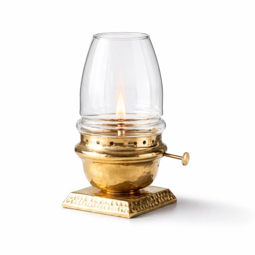Image of P•TAL Brass Akhand Jyot Diya with Glass Cover - Handcrafted Long-Lasting Oil Lamp for Puja, Mandir & Festivals (1N) Small
