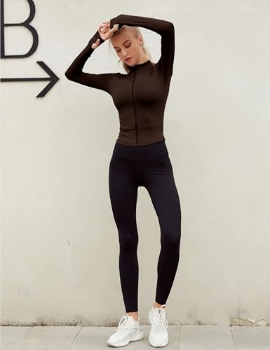Image of Lviefent Womens Lightweight Full Zip Running Track Jacket Workout Slim Fit Yoga Sportwear with Thumb Holes