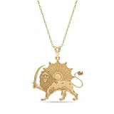 Design & stile: ciondolo in oro 18 carati, ispirato a leone e sole con spada. Peso: 2,58 g. Finitura lucida e durevole.