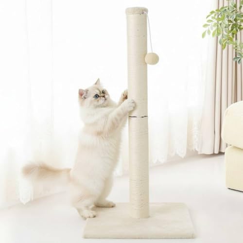 iimono117 猫 爪とぎポール 爪研ぎポール 麻【高さ70cm 】ボール付き 据え置き ストレス解消 キャットタワー ネコタワー 省スペース 爪とぎタワー おしゃれ 省スペース 組立簡単