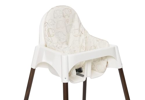Jollein Coussin de Chaise Haute - Elephant Tales - Pour Chaise Haute Antilop - Avec Soutien du Dos et des Côtés - Facile à Nettoyer - Réducteur de Chaise...