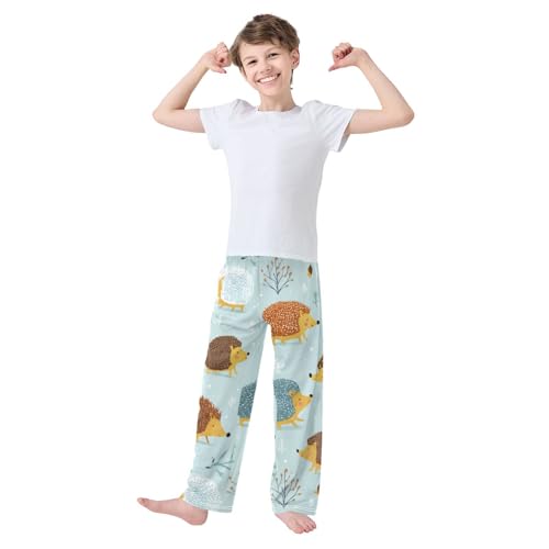 ZZXXB Hedgehog and Tree Boys Long Pants Soft Trousers Elastic Waist Kids Lounge Bottoms with Pockets S-XL3