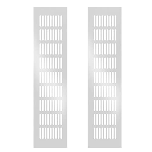 Carkio Pack of 2 Sliver Door Ventilation Grille Aluminium Ventilation Grille, 80 mm x 400 mm Rectangular Exhaust Grille Door Ventilation Door Fan Insect Protection for Motorhome/Wardrobe/Kitchen Cover