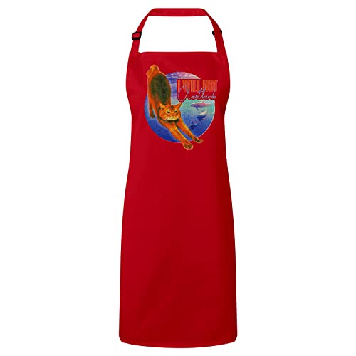 Tablier cuisine rouge vintage dauphin chat humour pour passionnés de cuisine créative