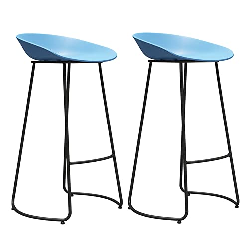 Tabourets de bar confortables avec dossier lot de 2 chaises bleues 70cm - 2