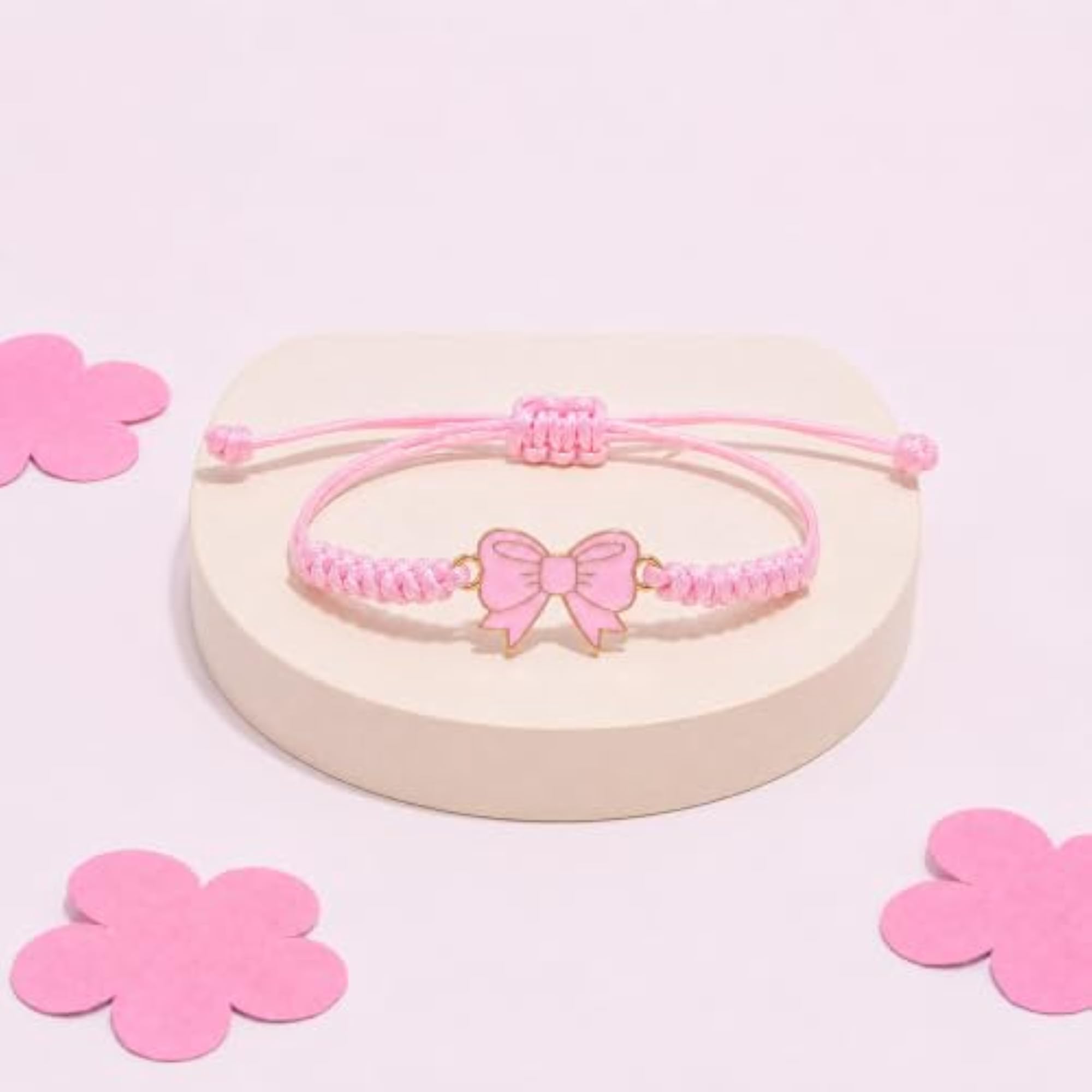 Blush Bow Charm Bracelet for Everyday Wear