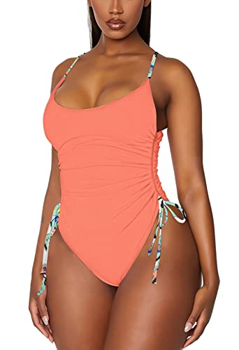 Image of Viottiset Women's Ruched High Cut One Piece Swimsuit Tummy Control Bathing Suit Monokini