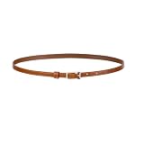 Light Tan PU Leather Belt for Women, Thin Waist Belt for Dresses, Retro 0.43' Slim Jeans Belts with...