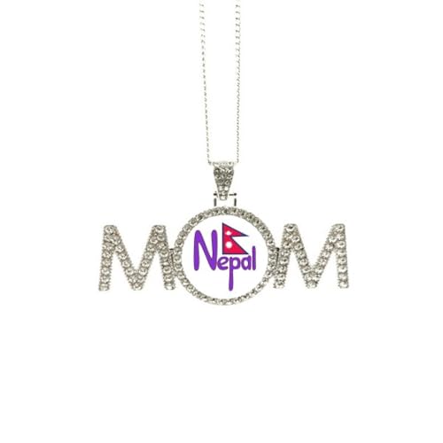 Collier drapeau Népal rouge violet pendentif ethnique femme
