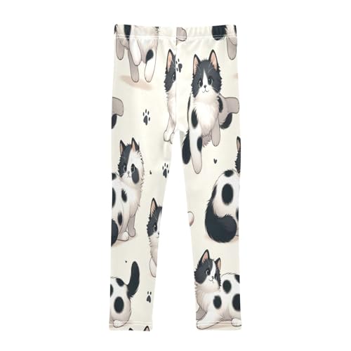 Toddler Girls Leggings Printed Yoga Pants Leggings White Black Cat for Kids2