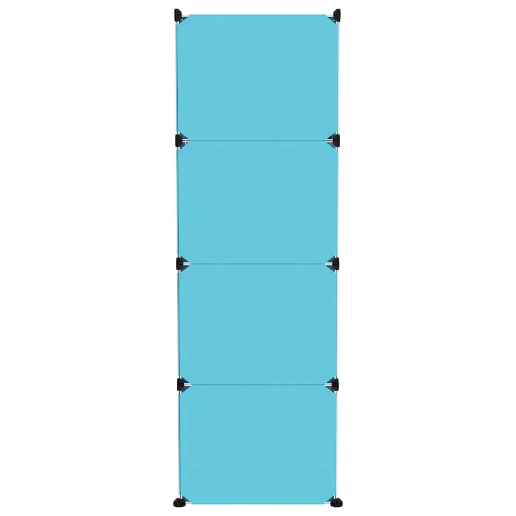 Modular Kinderschrank mit 12 blauen Würfeln aus PP Kunststoff stabiles Kinderregal mit Stauraum Kinderzimmer Ordnungssystem einfache Montage